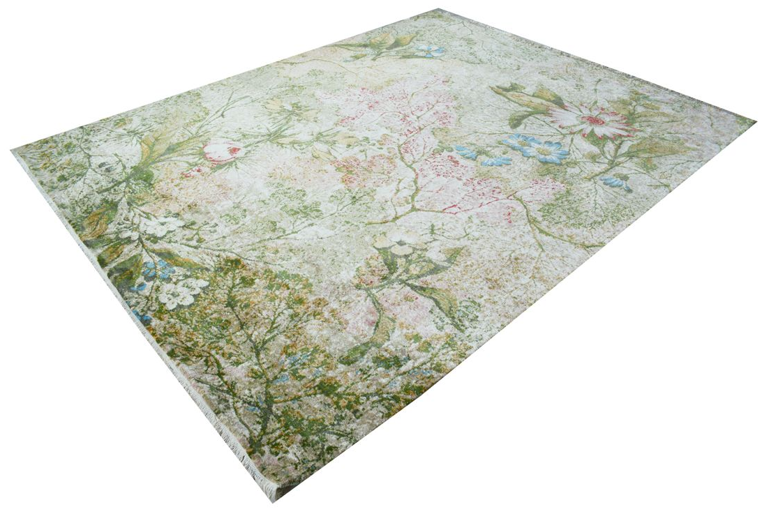 Handgeknoopt tapijt Silk Flower