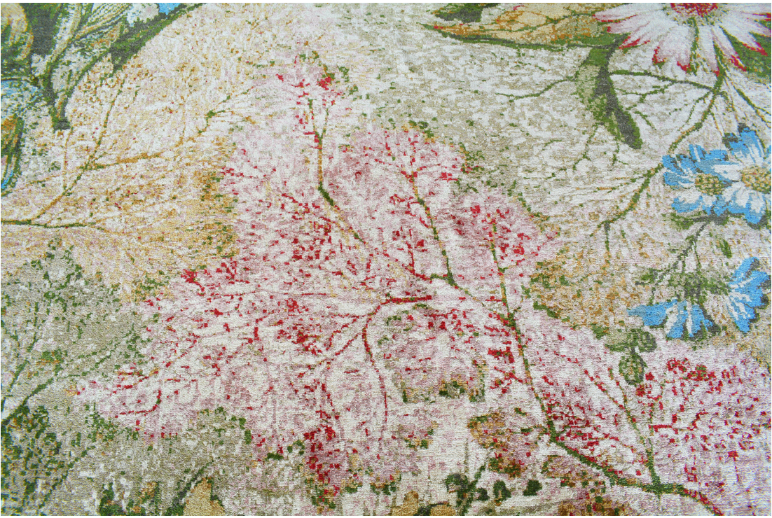 Handgeknoopt tapijt Silk Flower