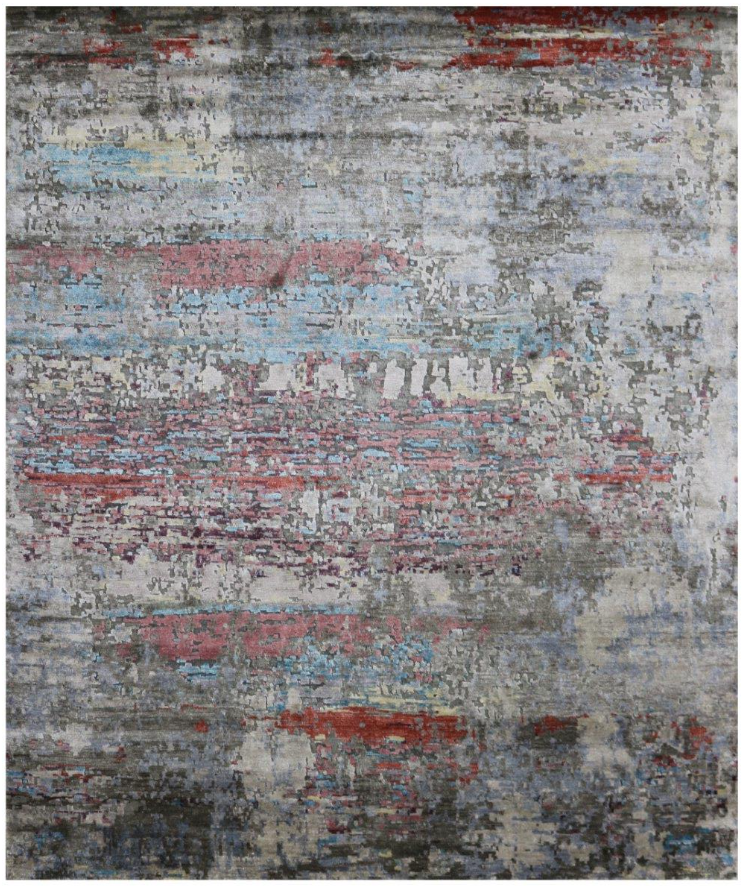 Handgeknoopt tapijt Multi Light blue