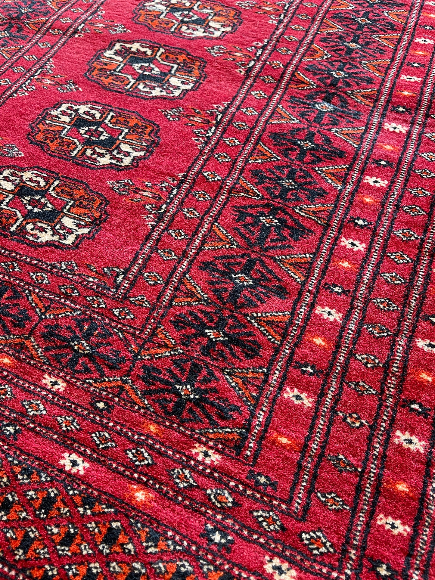 Hand-knotted Bokhara carpet
