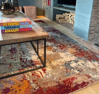 Handgeknoopt tapijt multi red