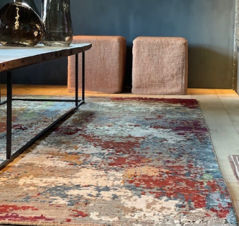 Handgeknoopt tapijt multi red