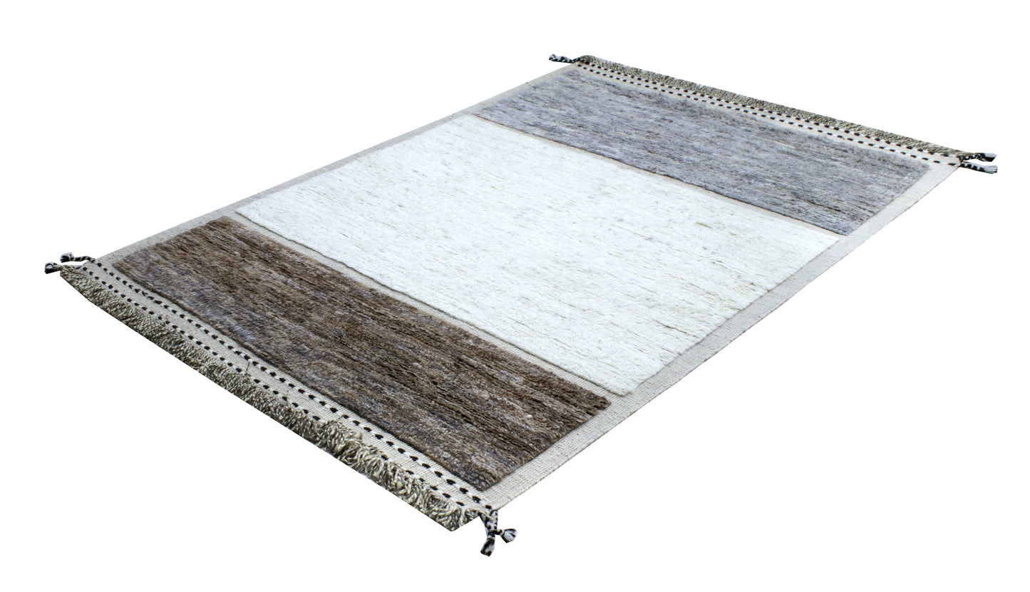Handgeknoopt tapijt Afghan IVORY GREY BROWN