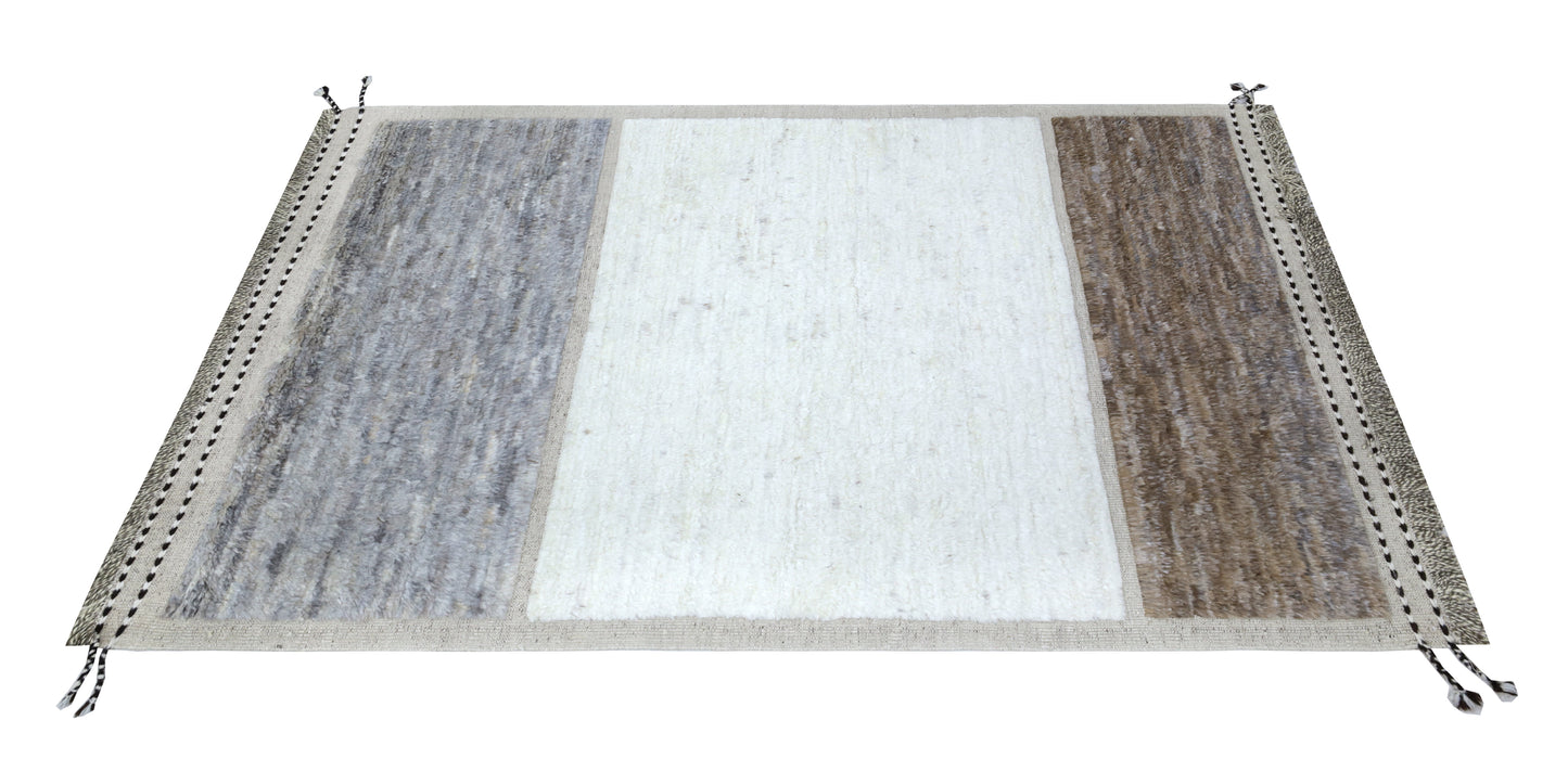 Handgeknoopt tapijt Afghan IVORY GREY BROWN