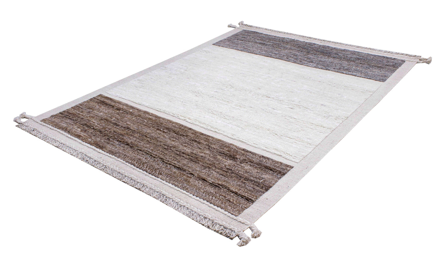 Handgeknoopt tapijt Afghan IVORY GREY BROWN