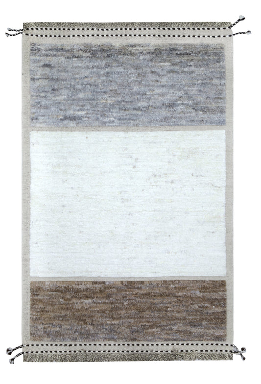 Handgeknoopt tapijt Afghan IVORY GREY BROWN