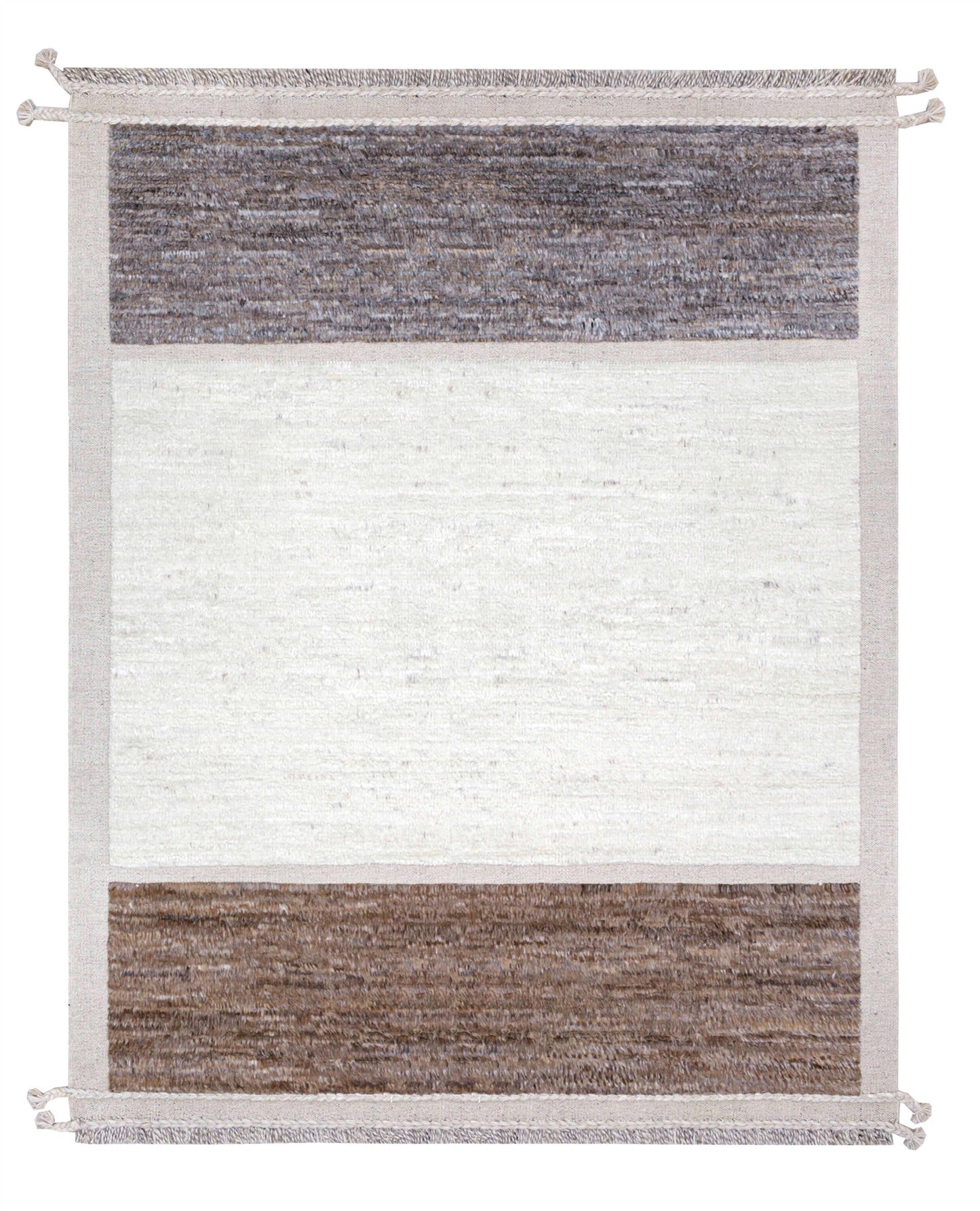 Handgeknoopt tapijt Afghan IVORY GREY BROWN