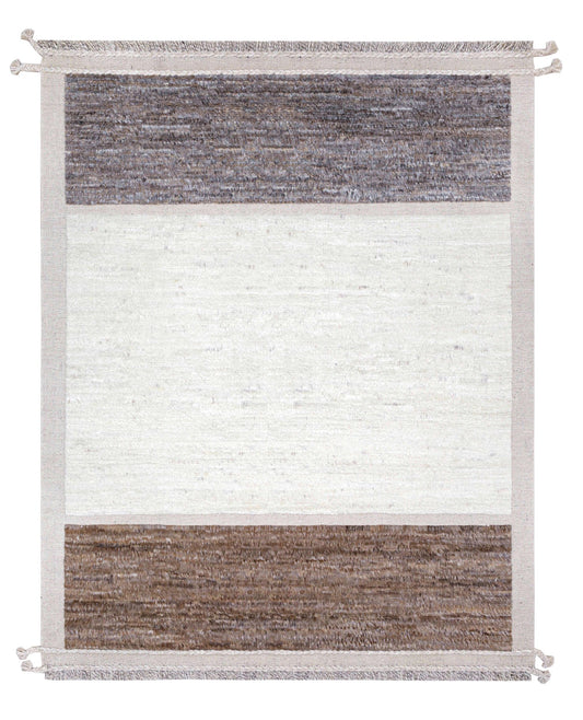 Handgeknoopt tapijt Afghan IVORY GREY BROWN