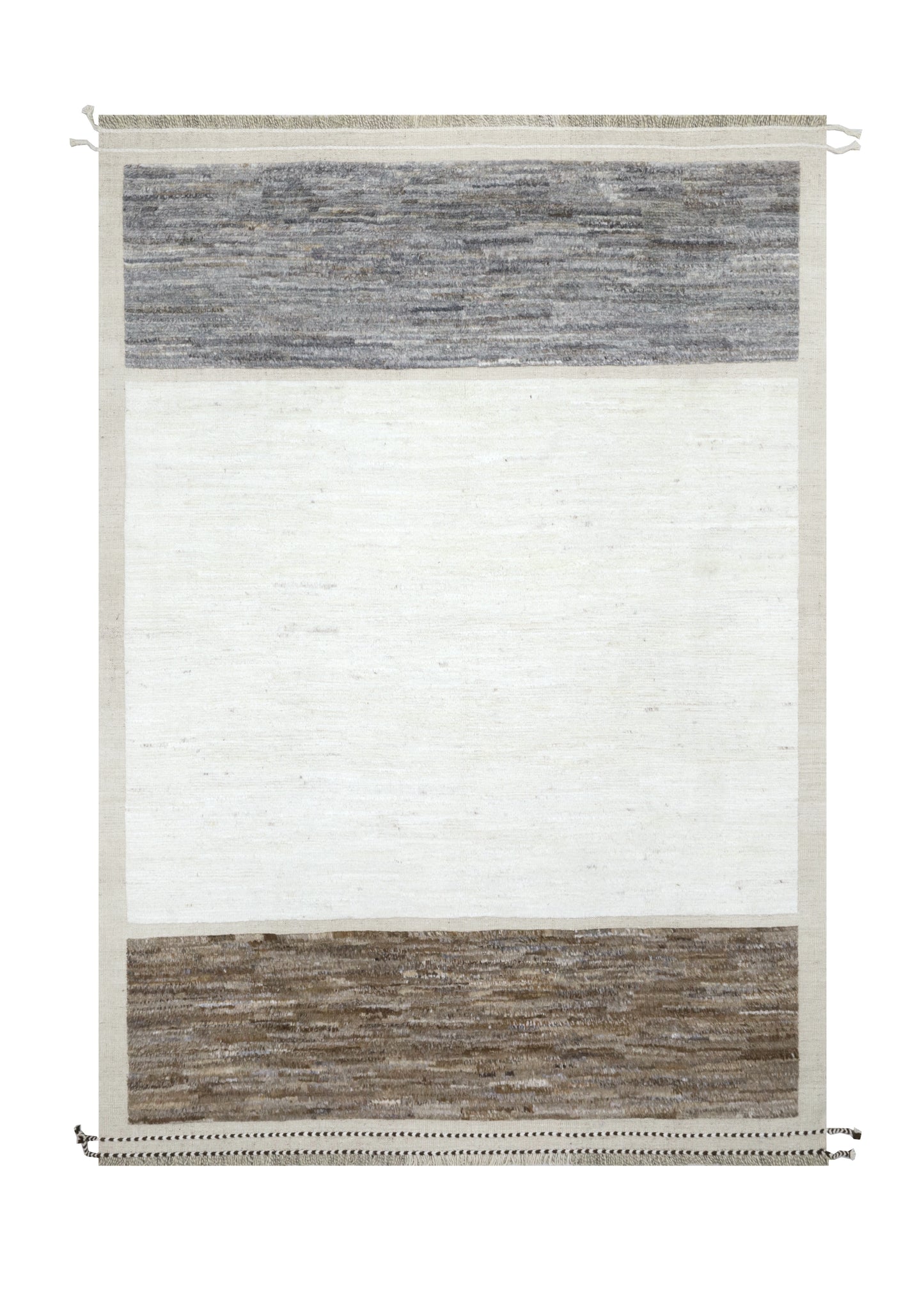 Handgeknoopt tapijt Afghan IVORY GREY BROWN