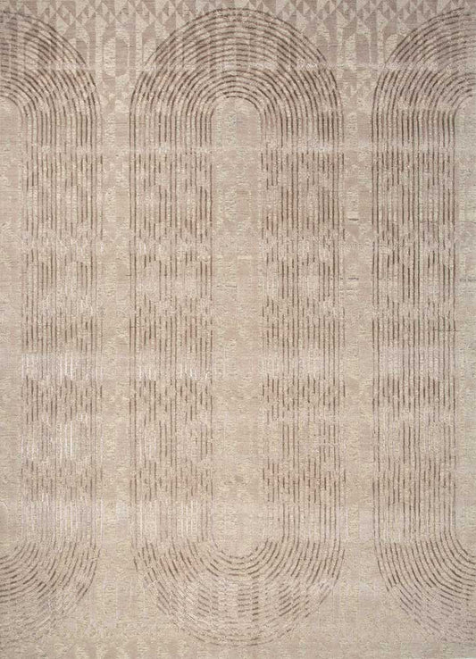 Handgeknoopt tapijt Natural beige / Natural beige