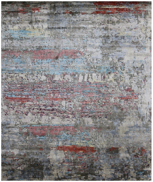 Handgeknoopt tapijt Multi Light blue