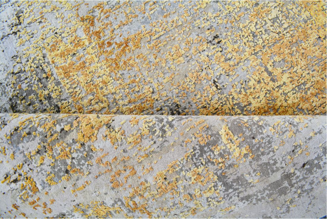 Handgeknoopt tapijt Gold / Charcoal