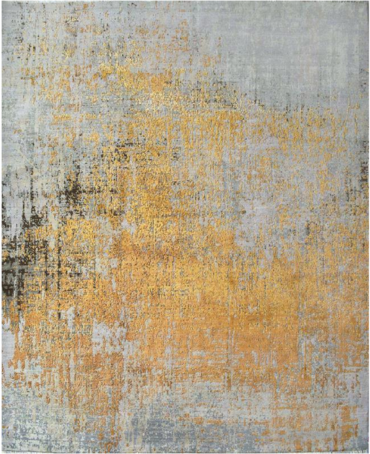 Handgeknoopt tapijt Gold / Charcoal