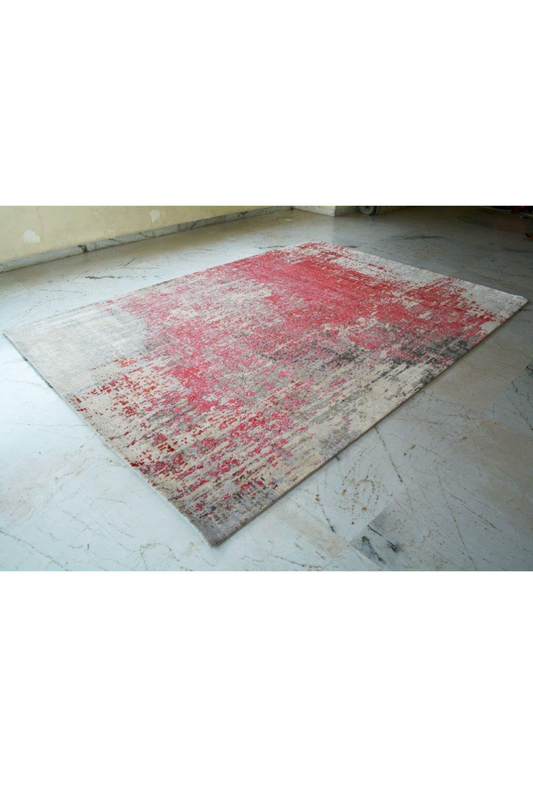 Handgeknoopt tapijt Dark Raspberry Red