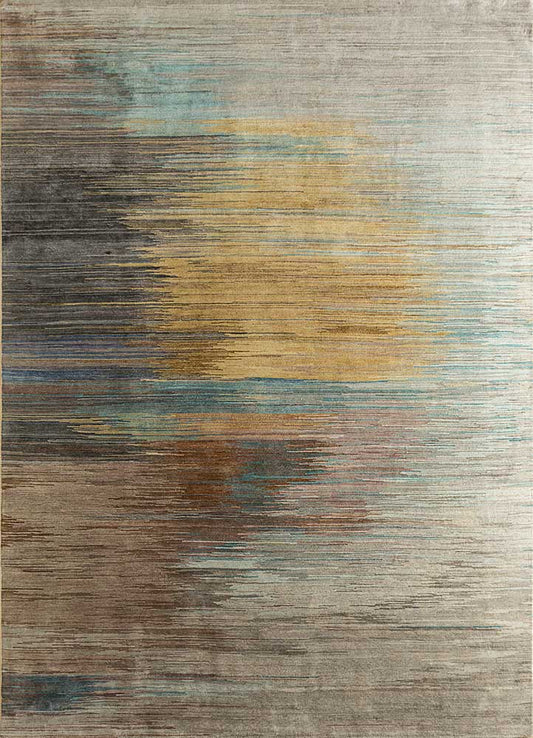 Tapis noué main Blanc antique / Brume de haute mer