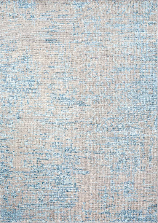 Handgeknoopt tapijt wol viscose ICE BLUE