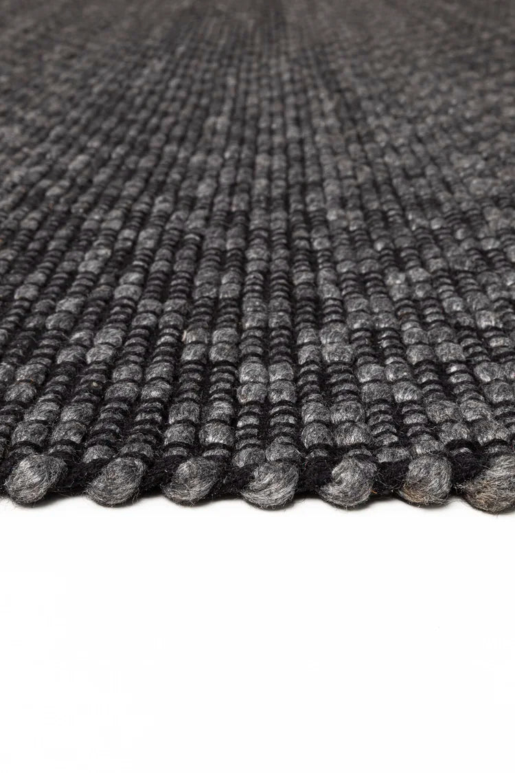 Handgeweven tapijt wol viscose DARKGREY