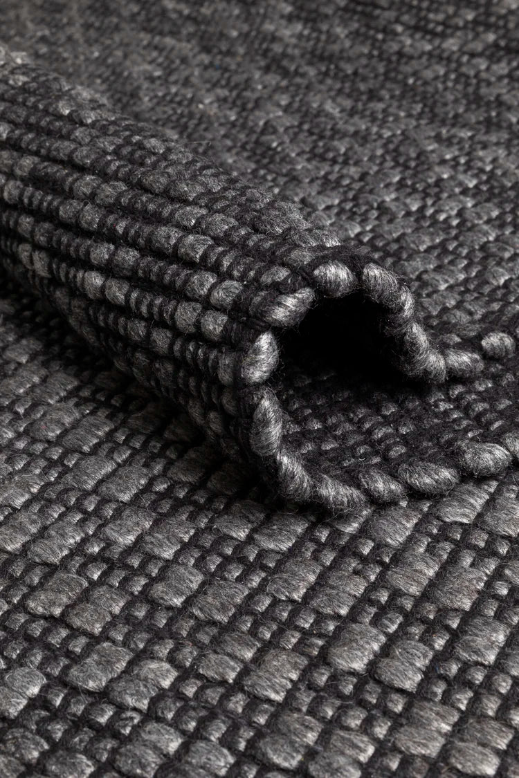 Handgeweven tapijt wol viscose DARKGREY