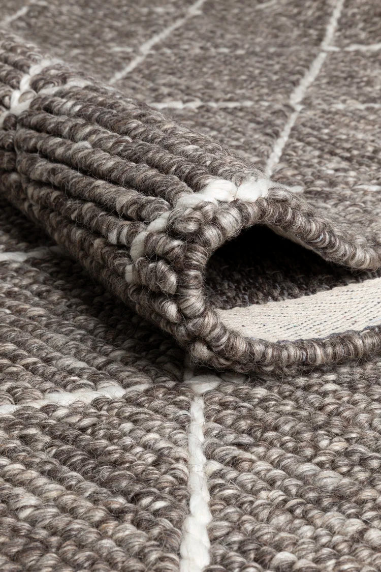 Handgeweven tapijt wol viscose GREY