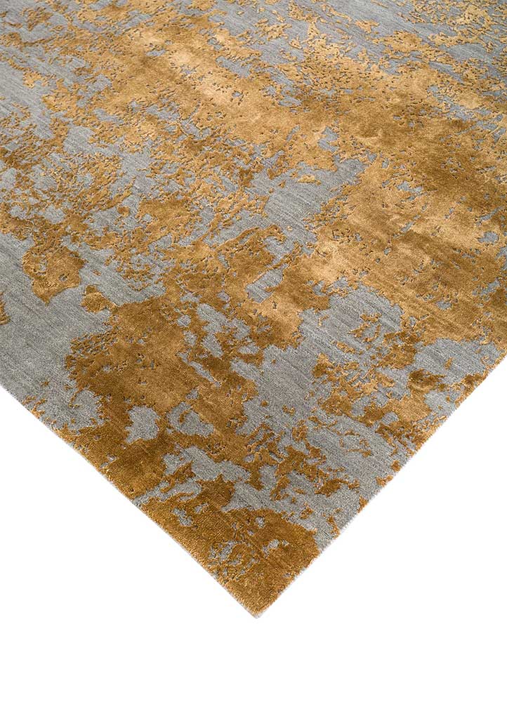 Handgeknoopt tapijt Dark taupe / Burnished gold