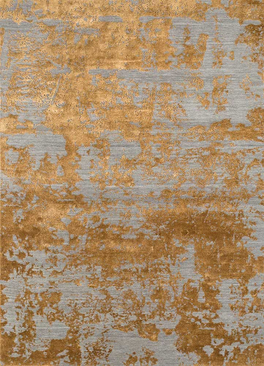 Hand-knotted carpet Dark taupe / Burnished gold