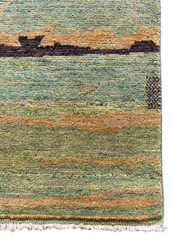 Handgeknoopt tapijt Chobi green